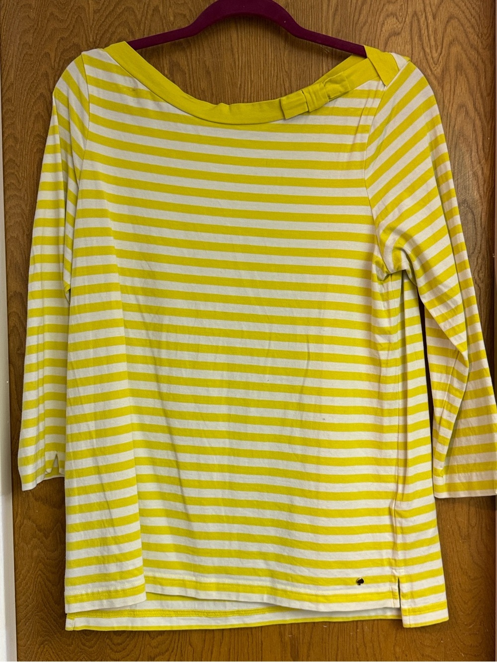 kate spade Yellow and White Striped Tee with Gold Logo